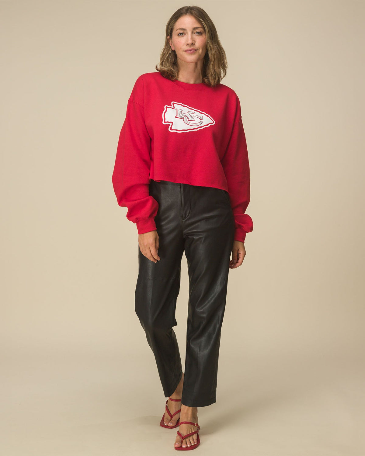 Women's Kansas City Chiefs Bling Flea Market Crop Fleece product image 3