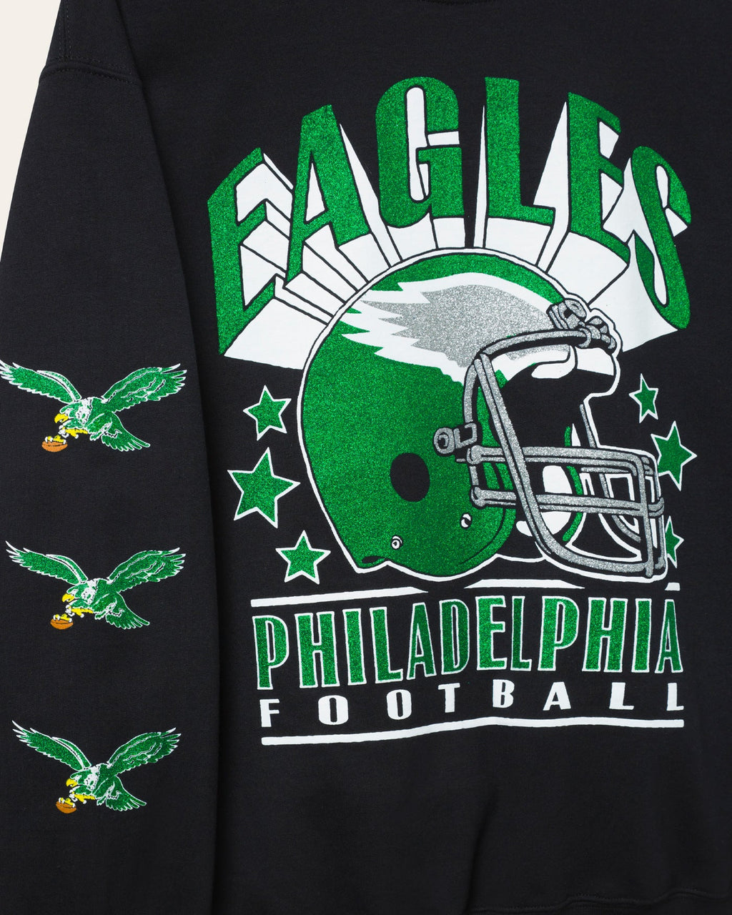 Philadelphia Eagles Glitter Helmet Flea Market Crew Fleece product image 3