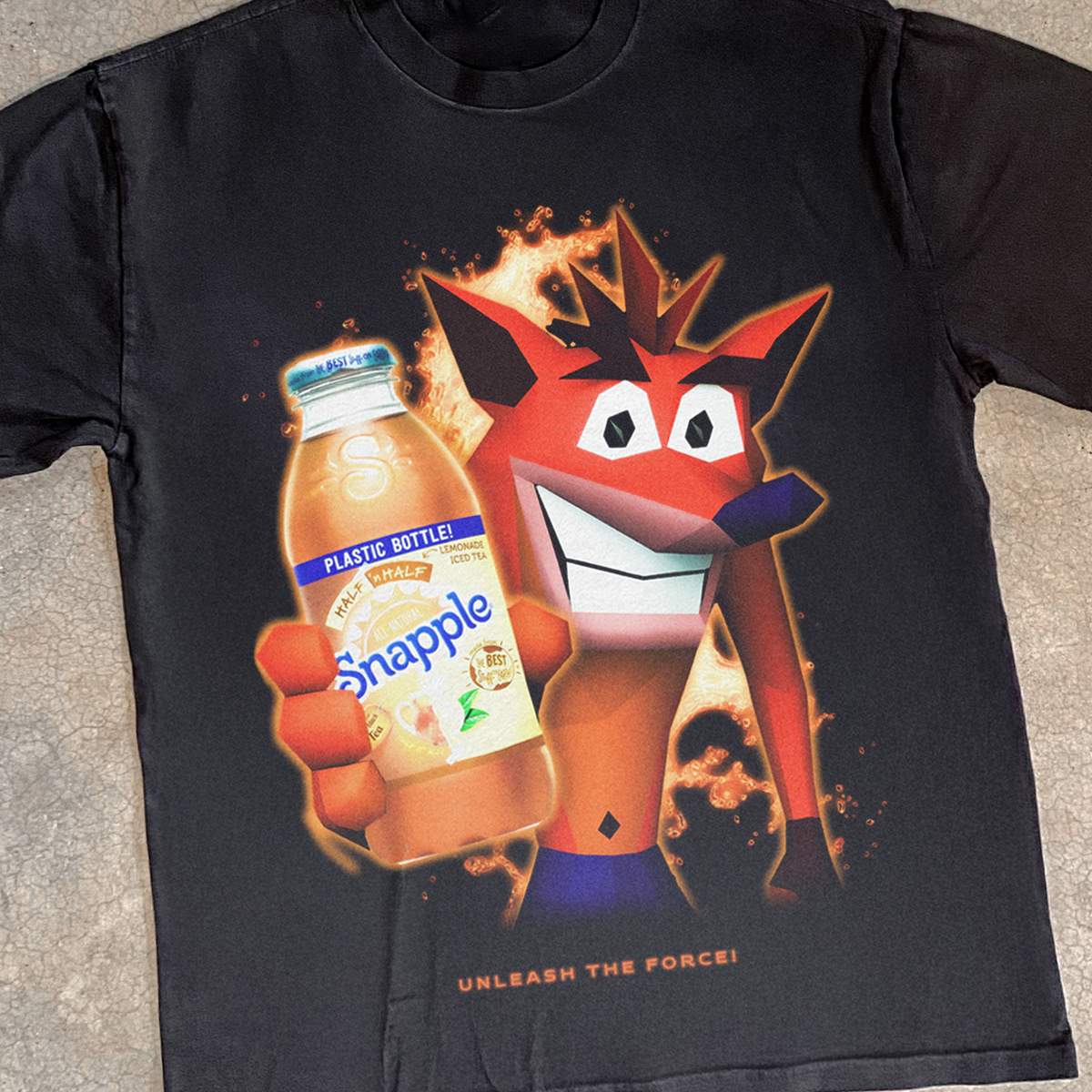 90S Nostalgia 'Crash Bandicoot X Snapple' Heavy Faded Black product image 2