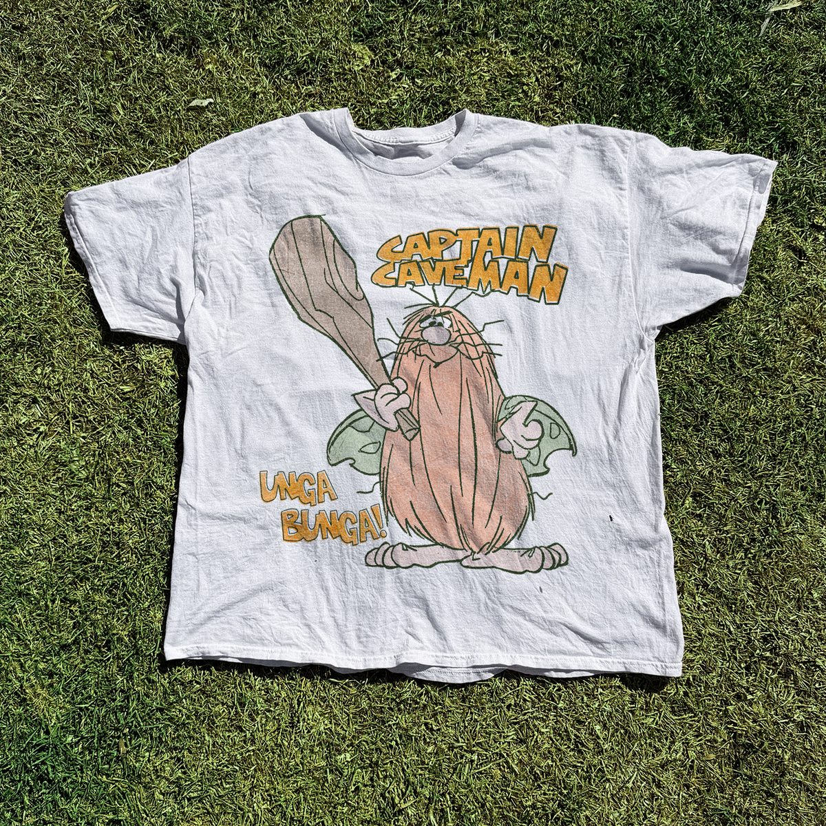Captain Caveman 'Unga Bunga' Vintage Washed White Tee product image 1