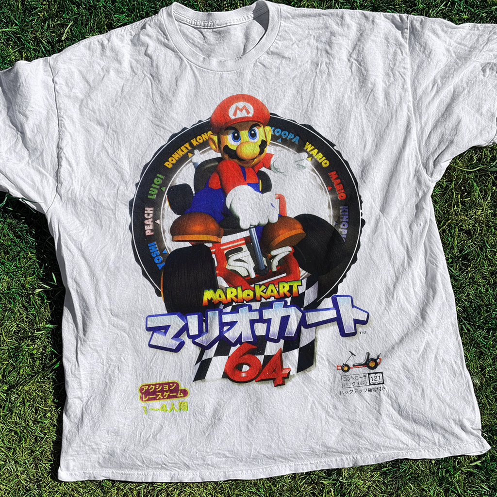 Japanese 90s 'MarioKart 64' Vintage Washed White Tee product image 2