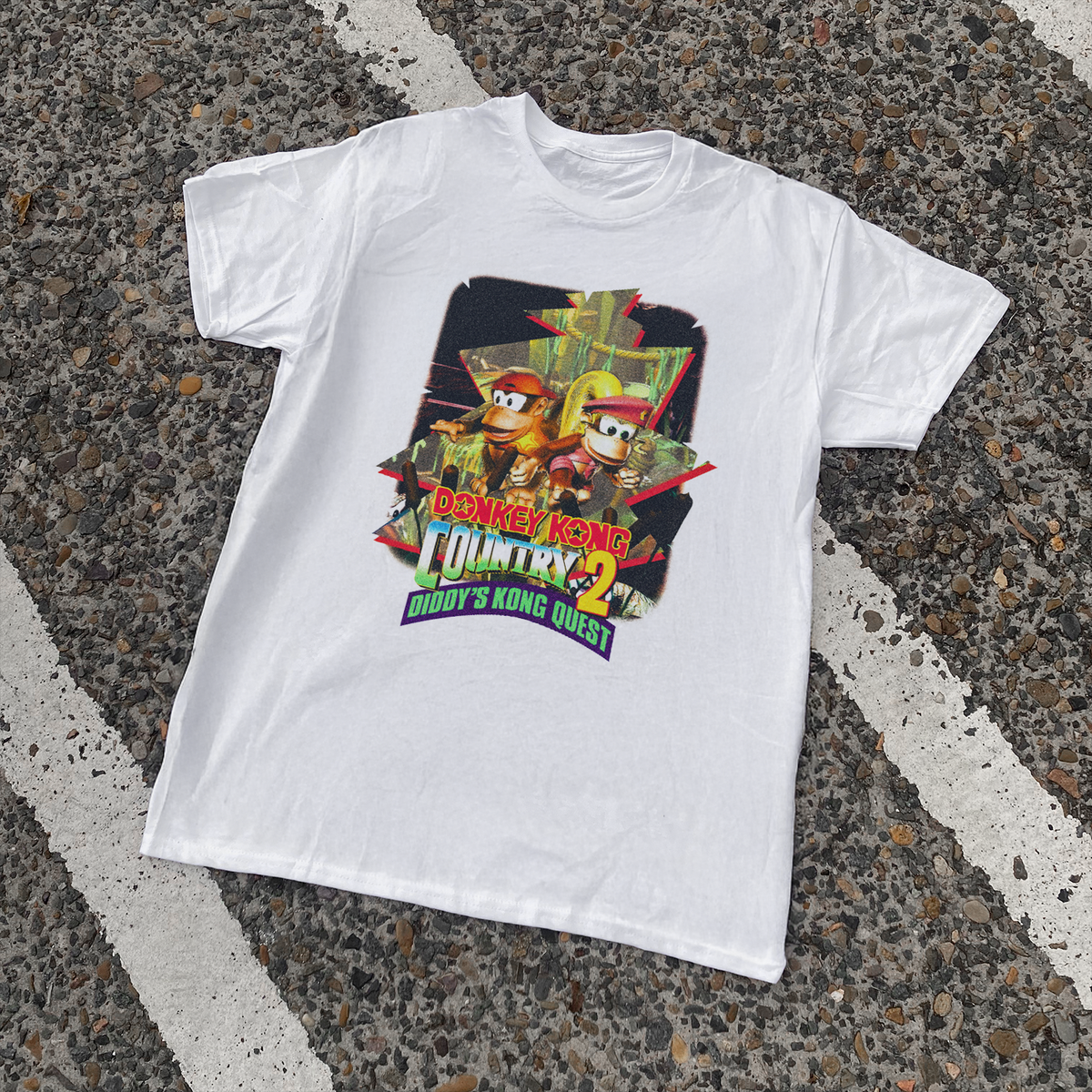 95 'Diddys Kong Quest' Crocodile Vintage Washed White Tee product image 1