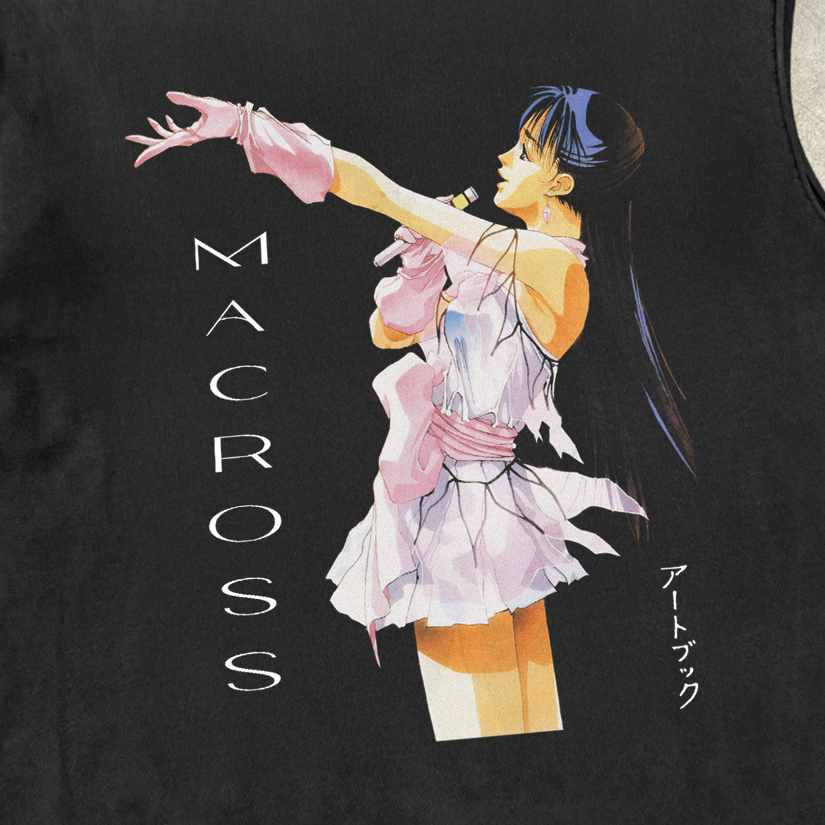 Macross 'Lynn Idol' Cut-Off Vintage Black Tee product image 2
