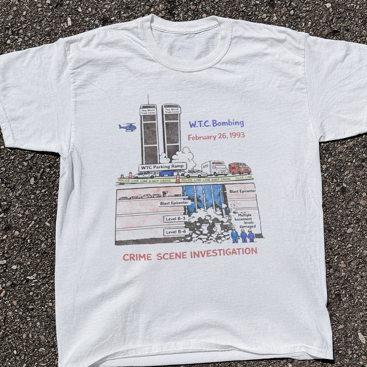 1993 'World Trade Centre' Carpark Bomb Vintage Washed White product image 2