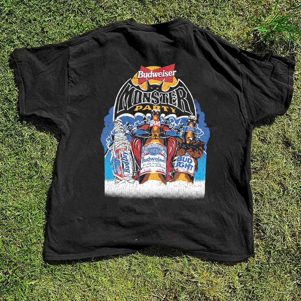 Bud Light Halloween Monsters Front And Back Print Black Tee product image 2