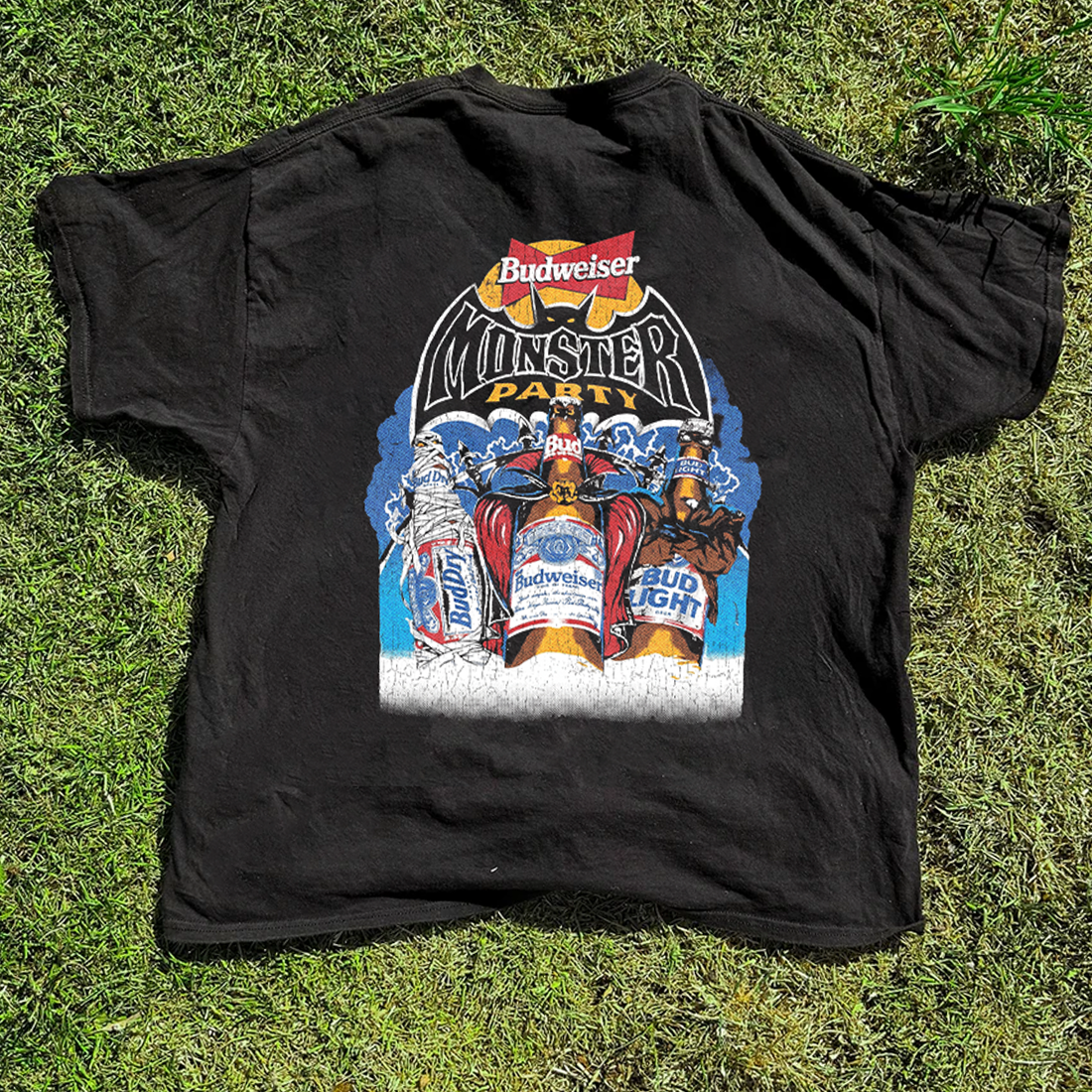 Bud Light Halloween Monsters Front And Back Print Black Tee product image 2