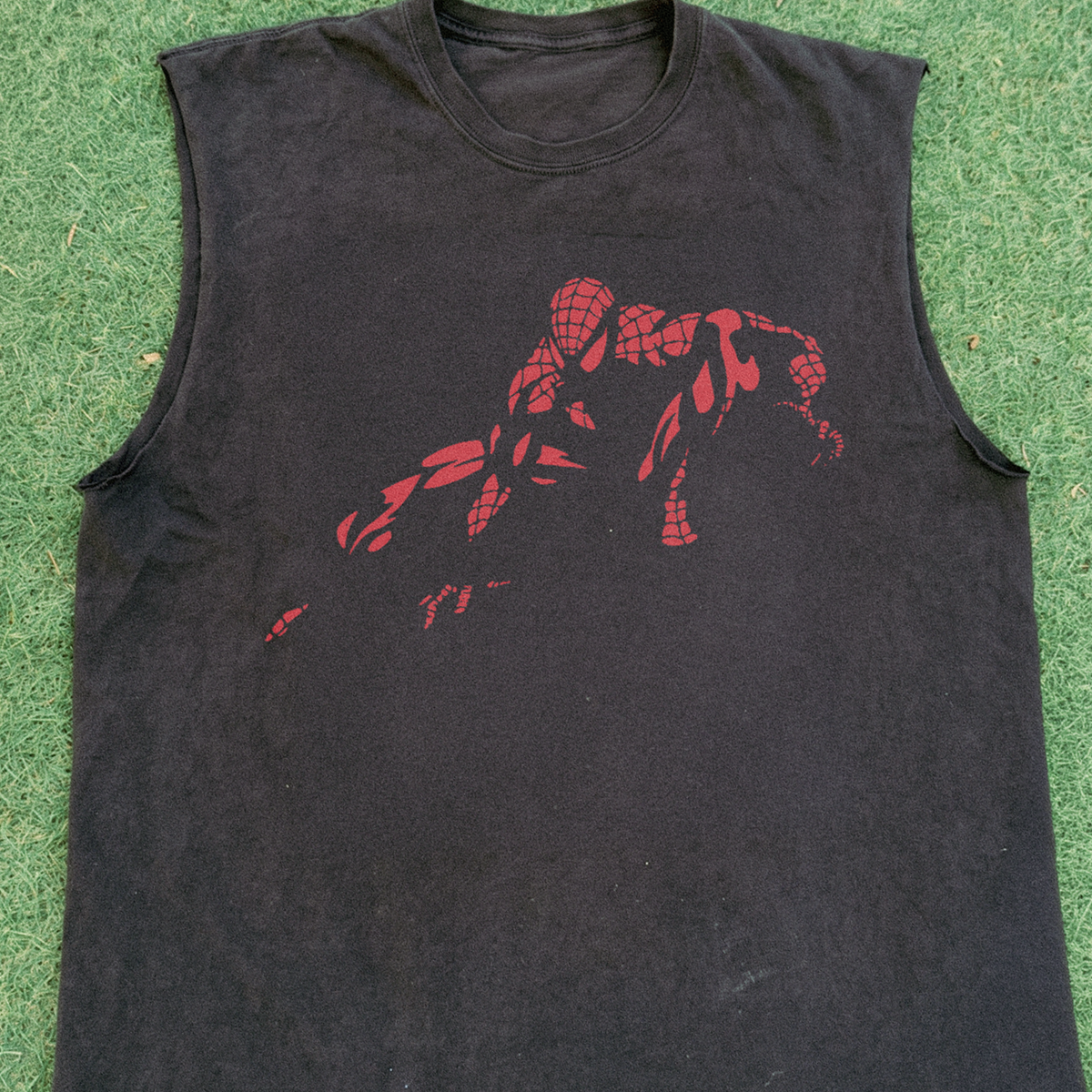 Spider 'Crouch' Man Vintage Washed Black Cut-Off Tee product image 2