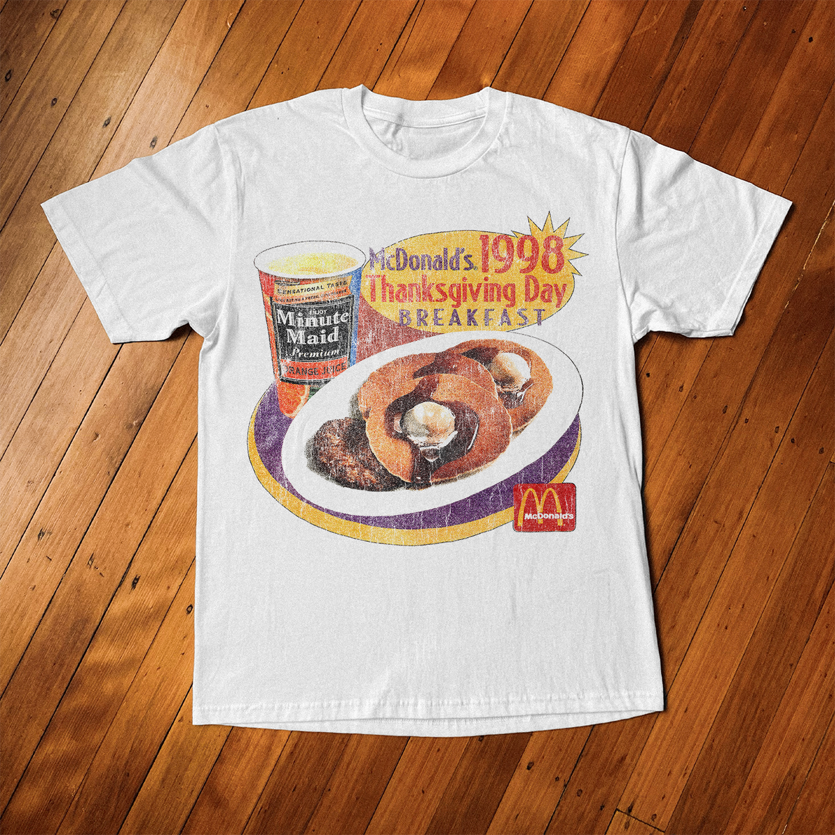 1998 Thanksgiving Breakfast Promo White Vintage Wash T-Shirt product image 1