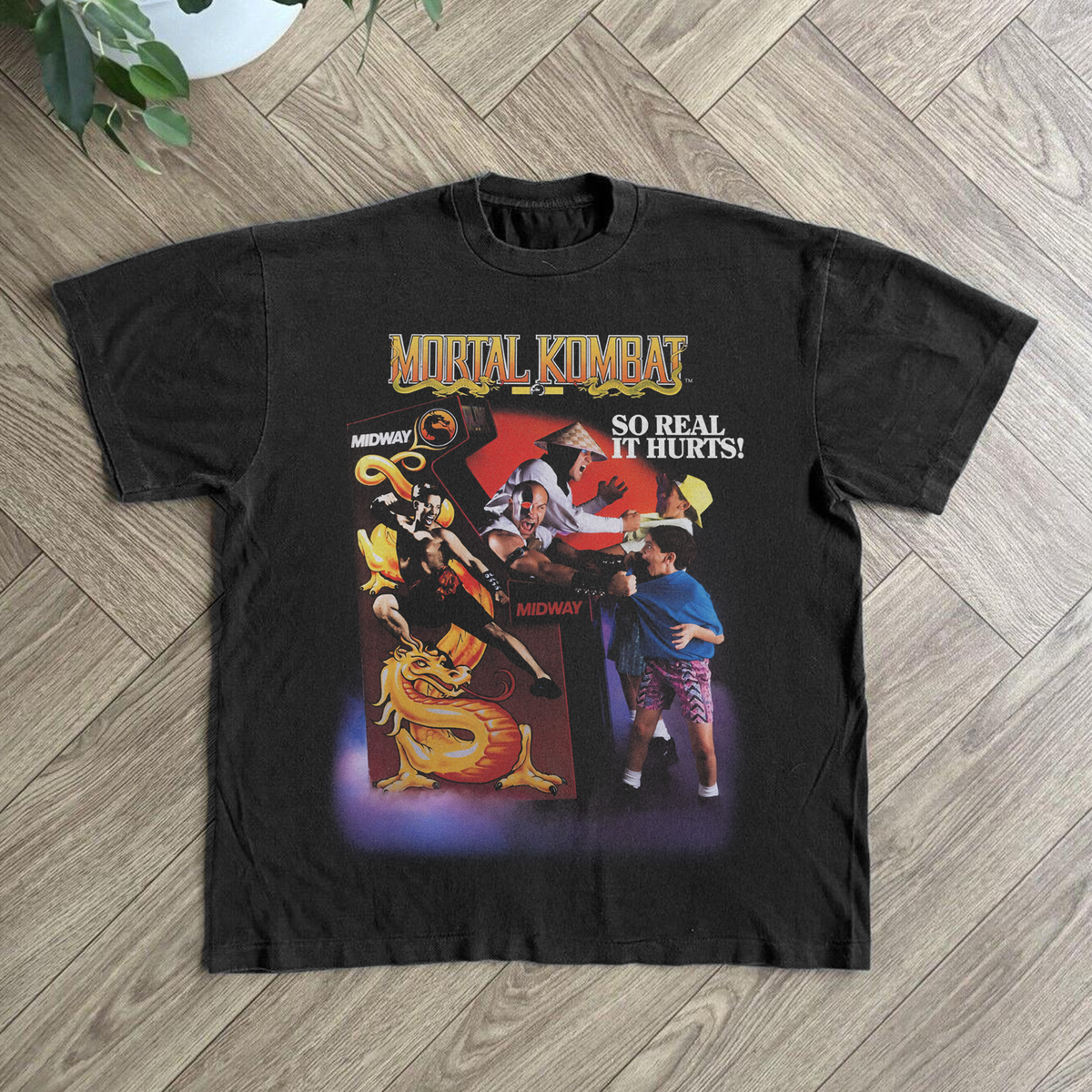 90S Mortal Kombat 'So Real It Hurts' Promo Black T-Shirt product image 1