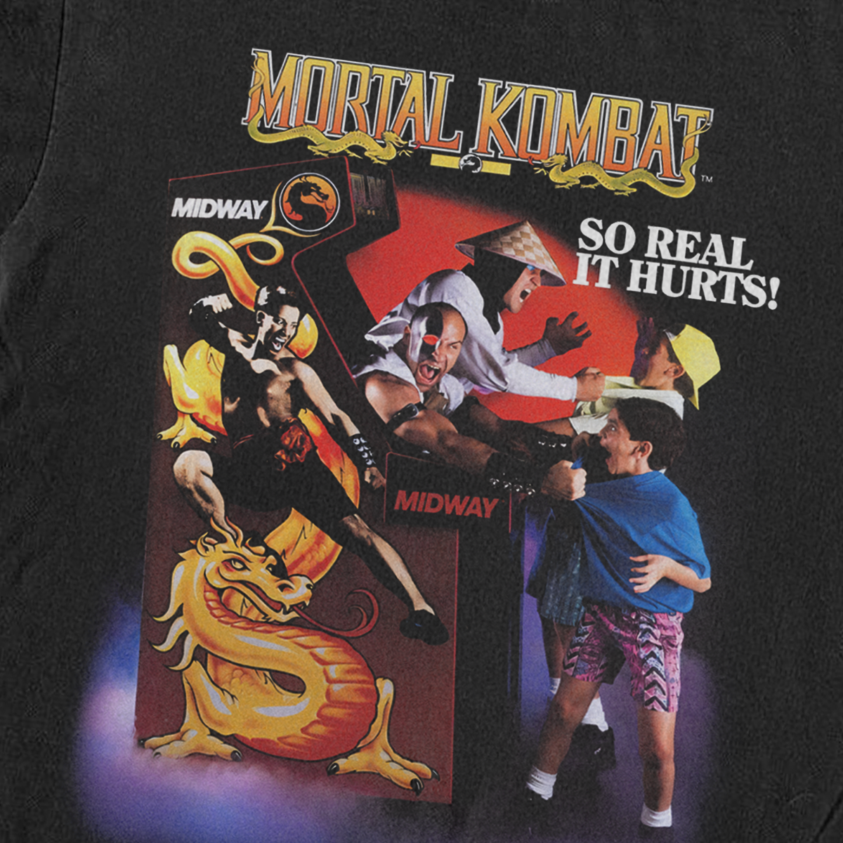 90S Mortal Kombat 'So Real It Hurts' Promo Black T-Shirt product image 2