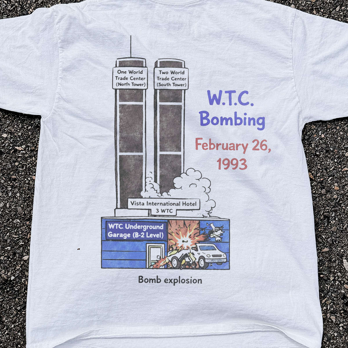 1993 'World Trade Centre' Carpark Bomb Vintage Washed White product image 4