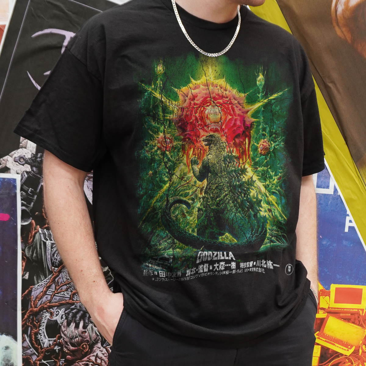 Vintage 'Godzilla Vs Biolante' 1989 Washed Black T-Shirt product image 3