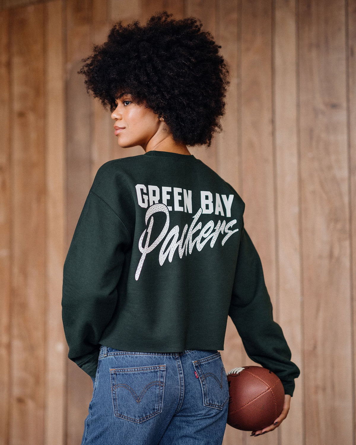 Women's Green Bay Packers Bling Flea Market Crop Fleece product image 2