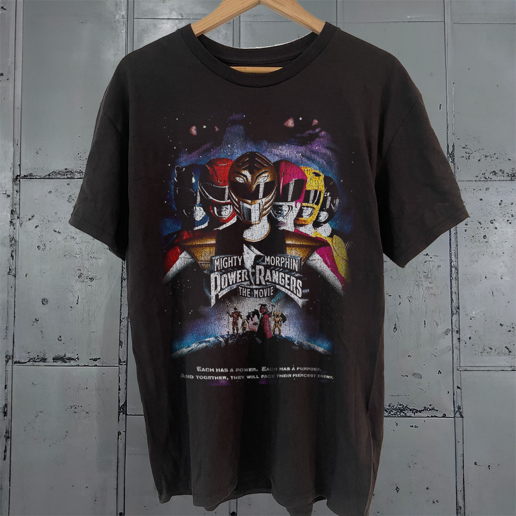 Power Rangers -Mmpr93' Movie Promo Washed Black T-Shirt product image 1