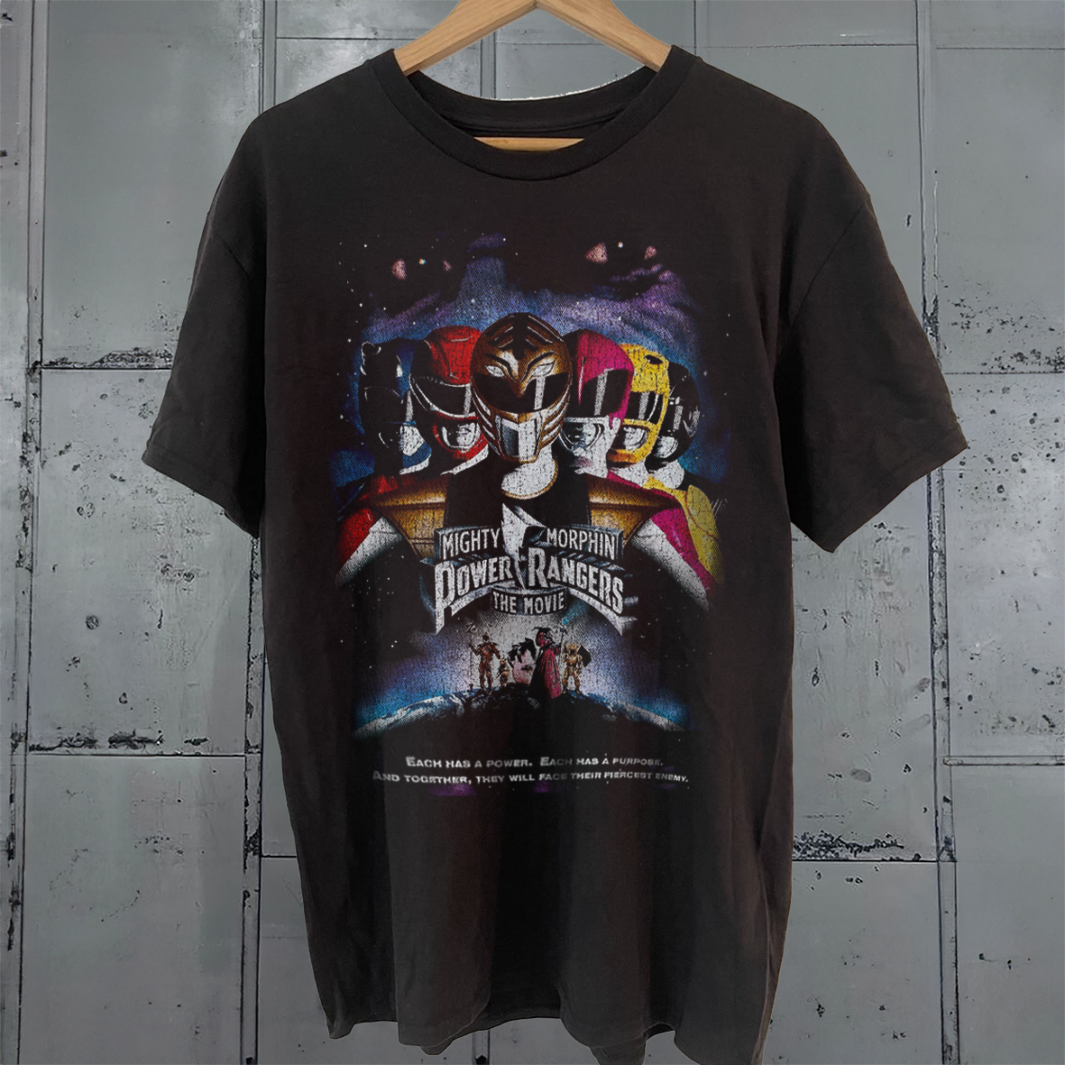 Power Rangers -Mmpr93' Movie Promo Washed Black T-Shirt product image 1