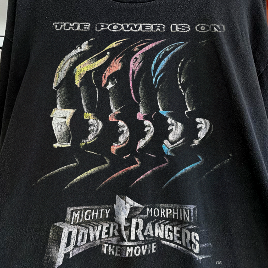 The Power Is On - Mmpr Movie Promo Washed Black T-Shirt product image 2