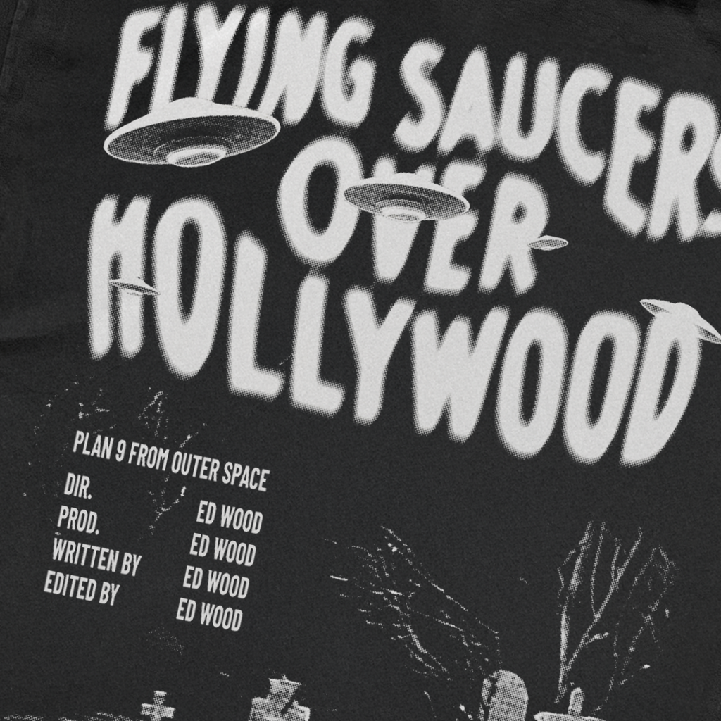 Plan 9 'Flying Saucers Over Hollywood' Washed Black T-Shirt product image 3