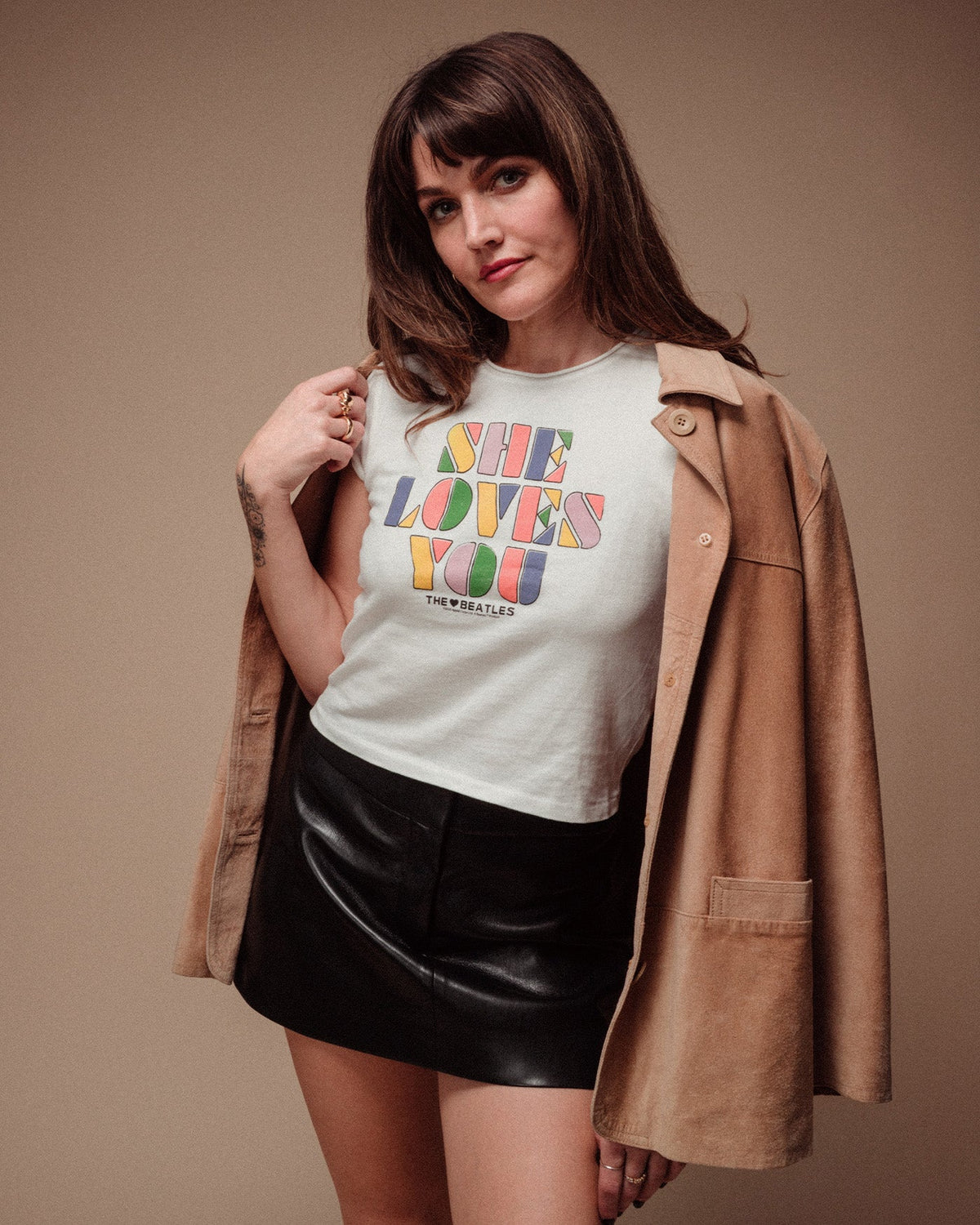 Women's The Beatles She Loves You Vintage Baby Tee product image 2