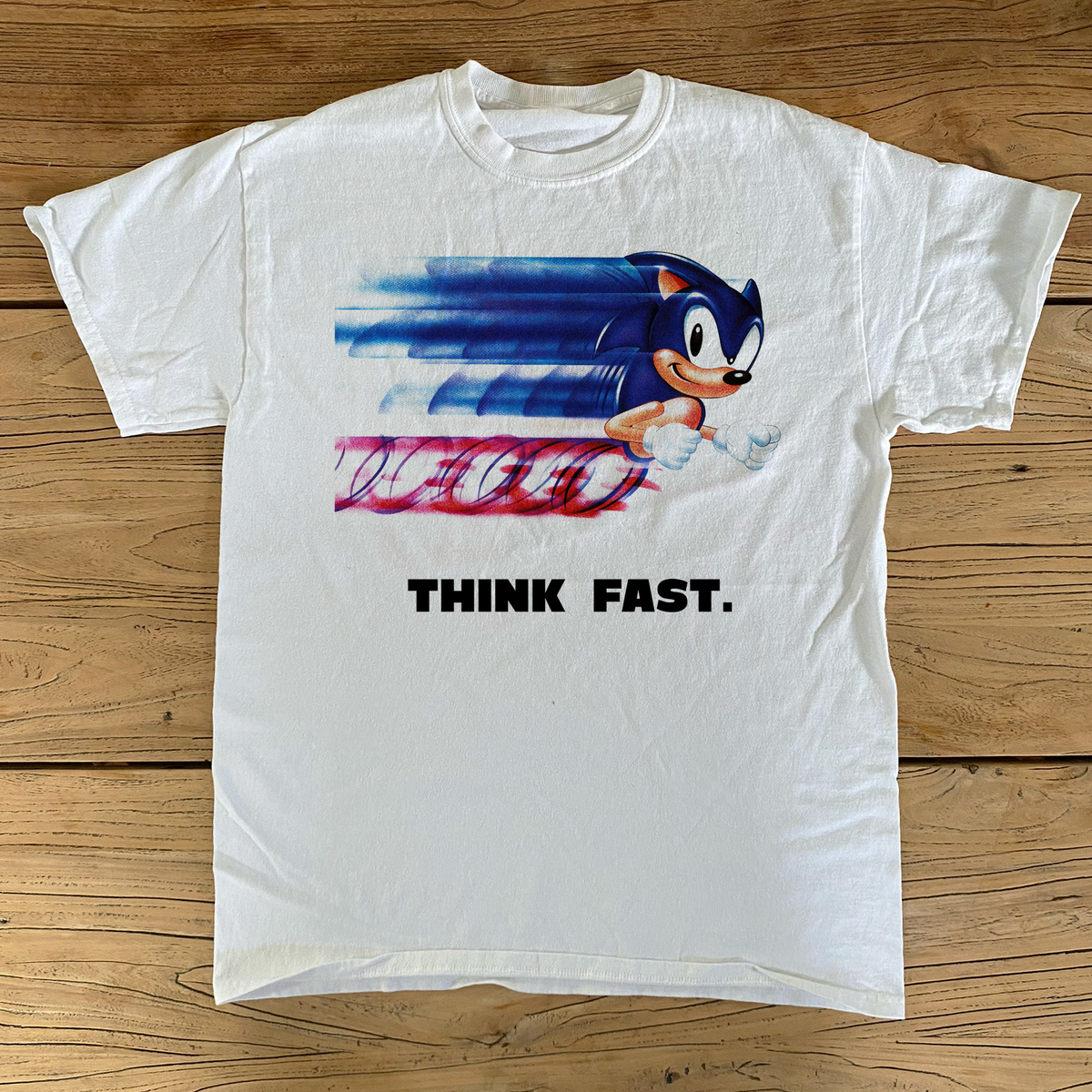 Retro Sonic 'Think Fast' White T-Shirt product image 1