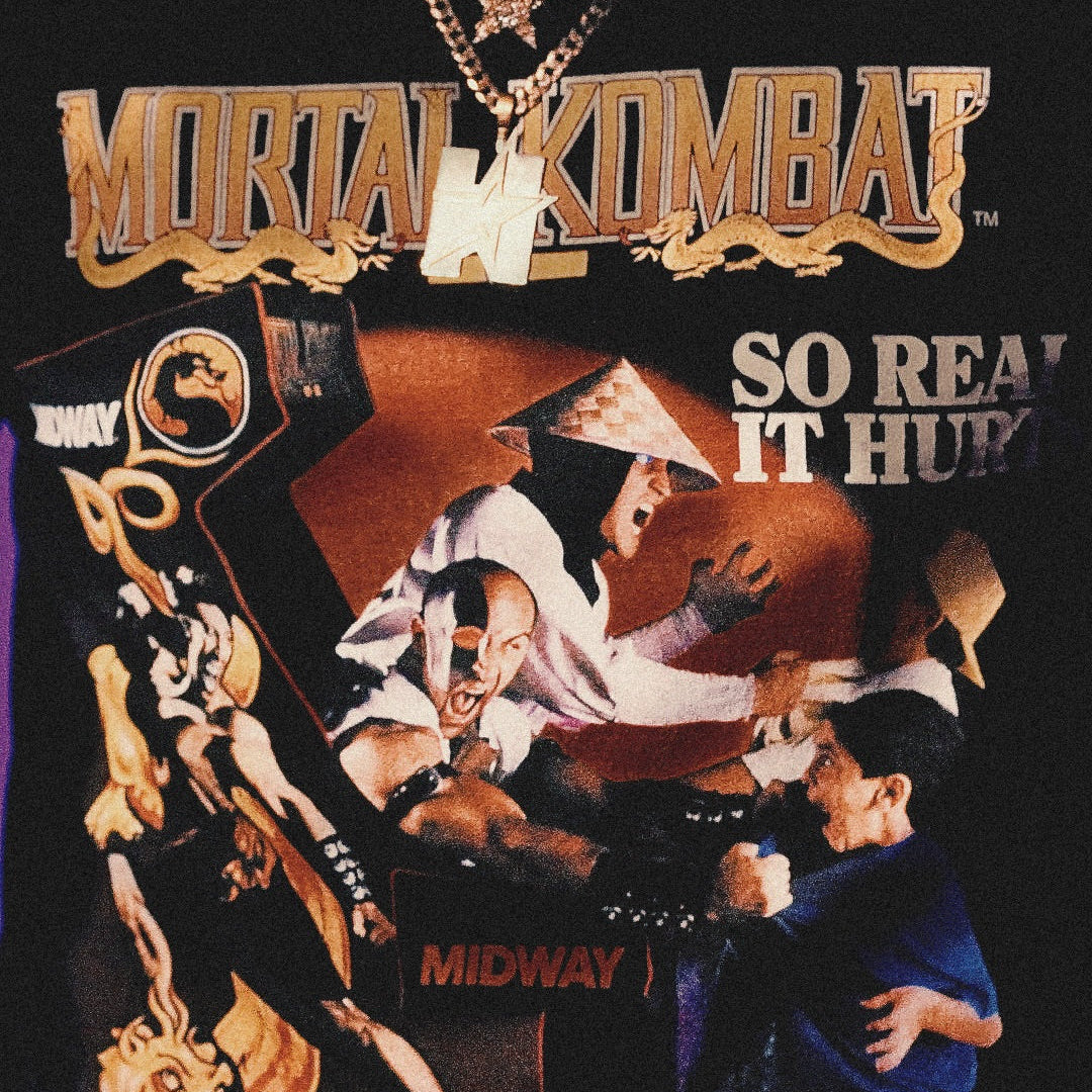 90S Mortal Kombat 'So Real It Hurts' Promo Black T-Shirt product image 4