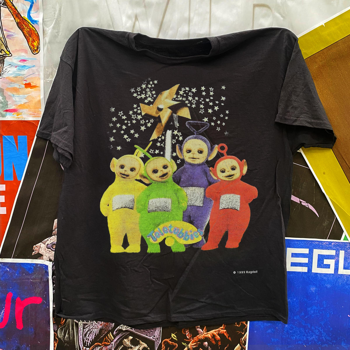 1999 Tubbies 'Star Gazing' Black T-Shirt product image 1