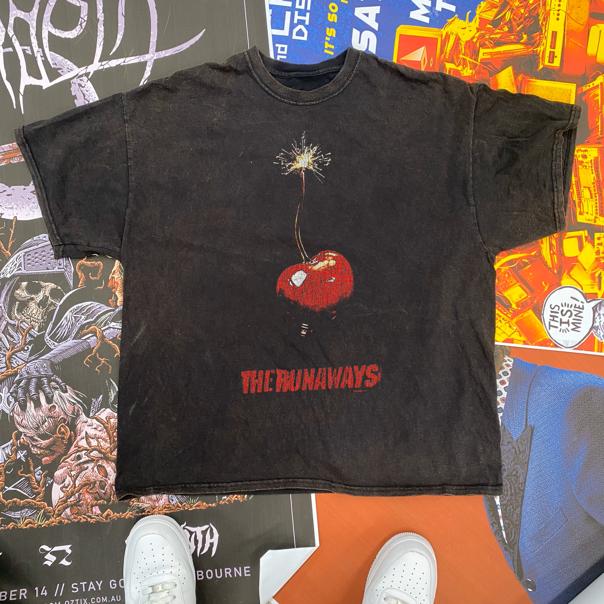 The Runaways Cherry Bomb Vintage Black T-Shirt product image 1