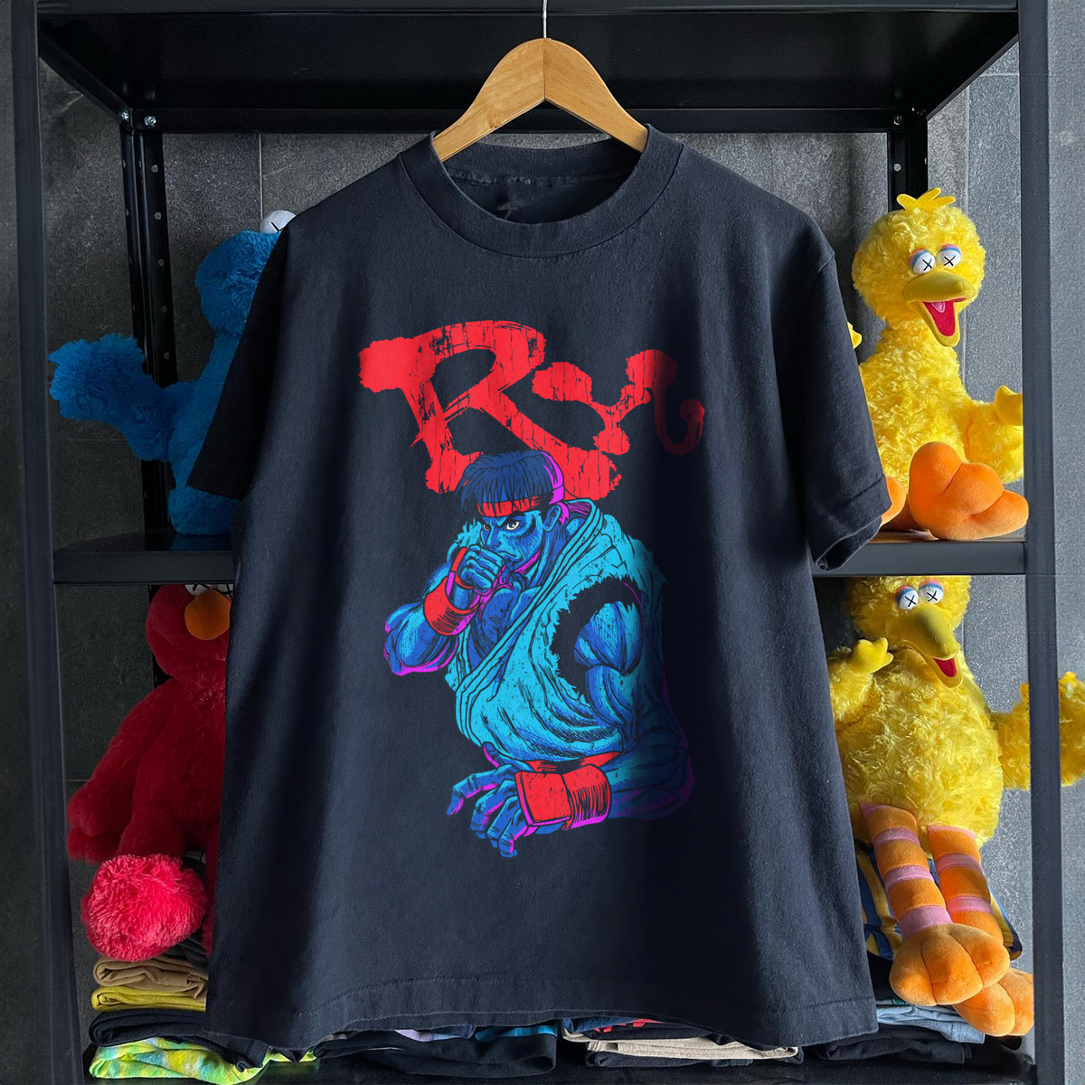 Vintage 'Ryu' Fighting Stance Black T-Shirt product image 1