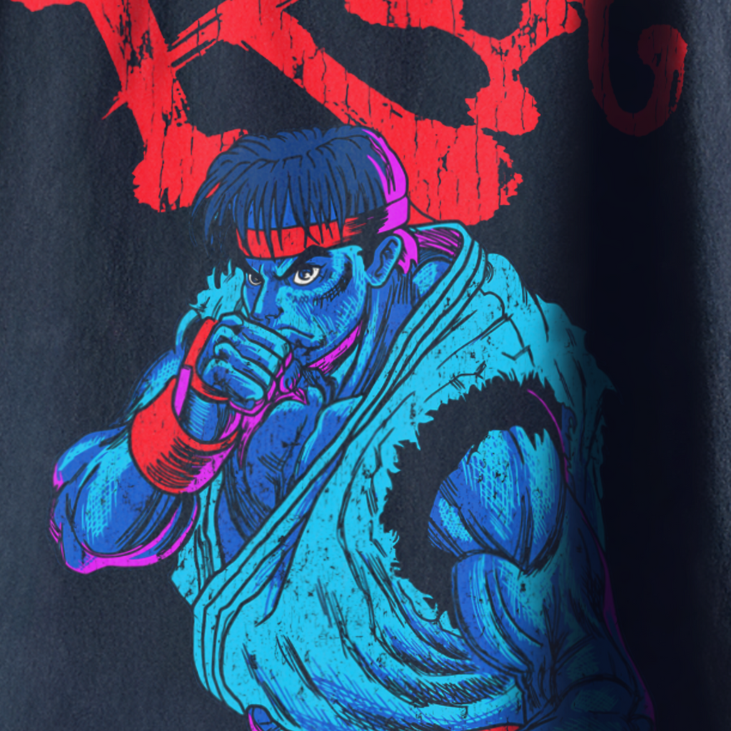 Vintage 'Ryu' Fighting Stance Black T-Shirt product image 2