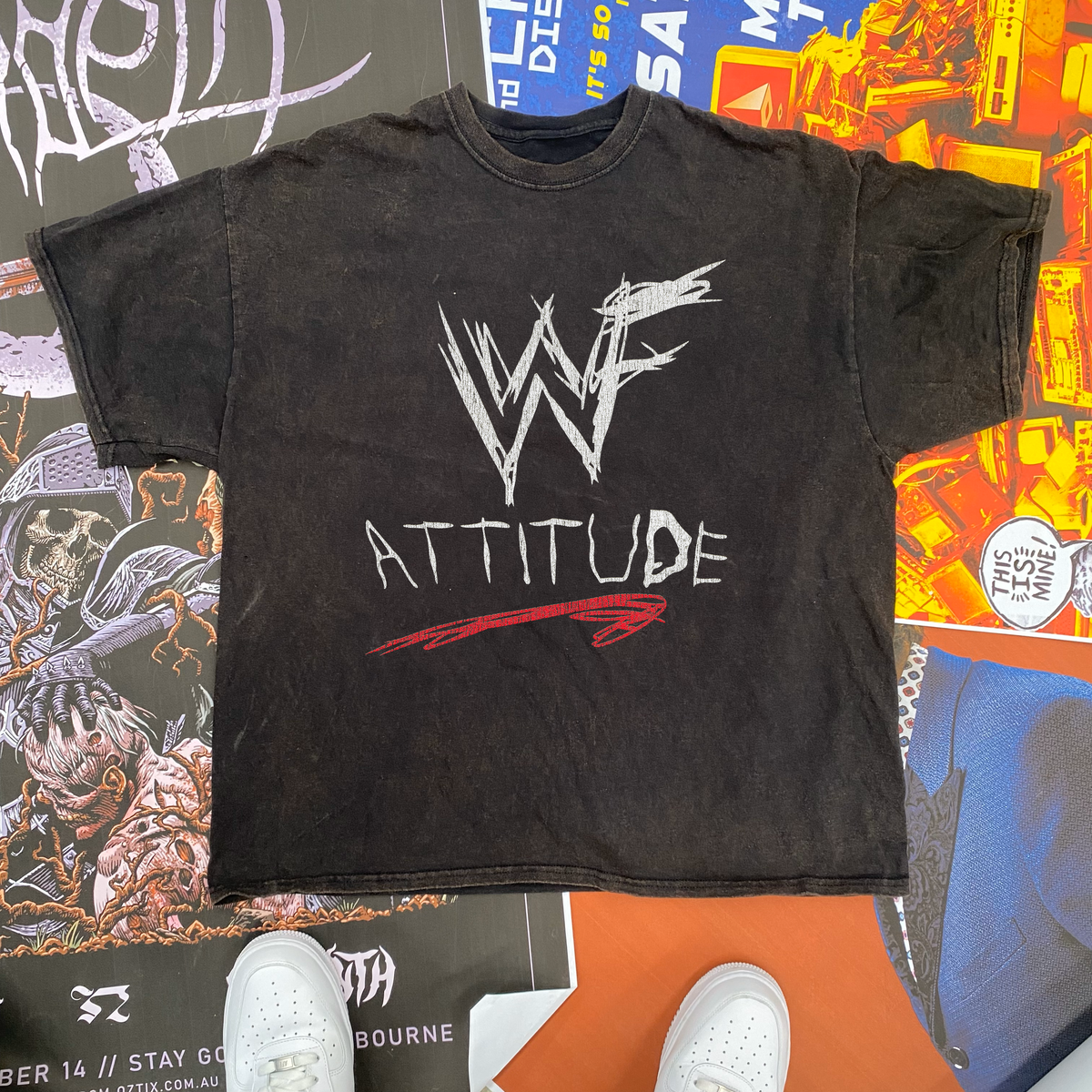 Vintage Wwf Scratch Logo Black T-Shirt product image 1
