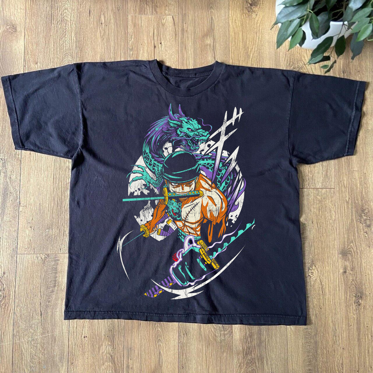 Roronoa Zoro 'Dragon Damnation' Black Anime T-Shirt product image 1