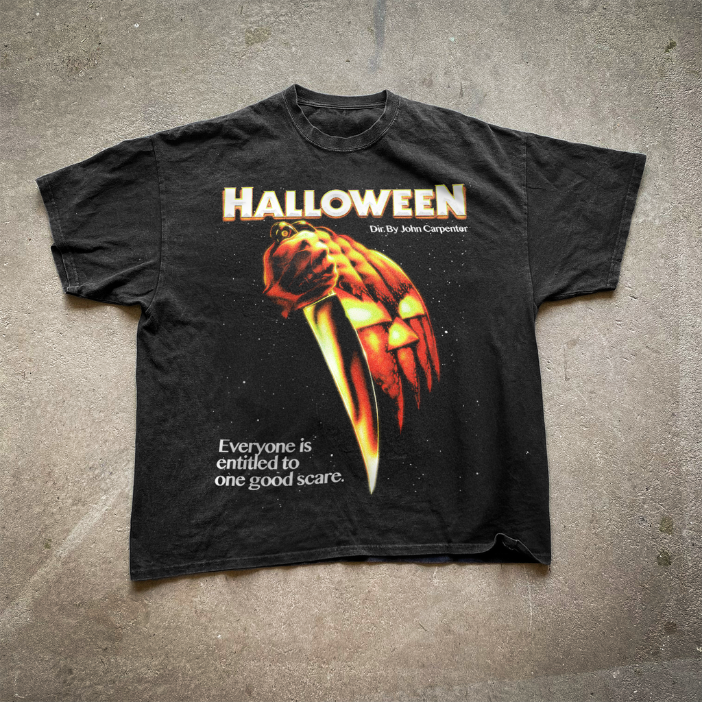 Retro 'Halloween' Vintage Glow Washed Black Tee product image 1