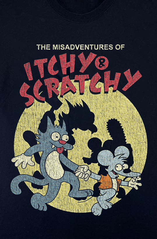 Itchy And Scratchy Vintage Black T-Shirt product image 2