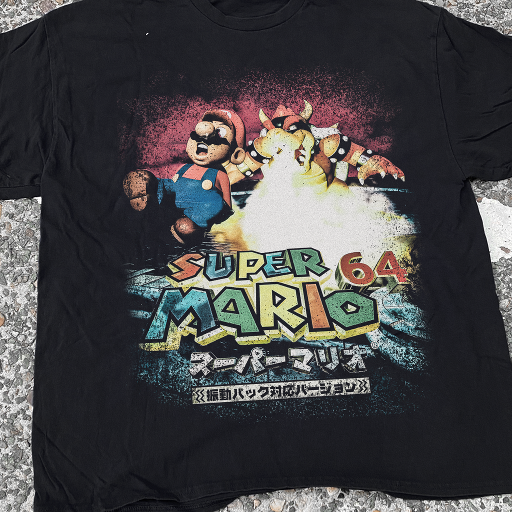 Beautiful '96 Japanese 'Mario 64' Vintage Black Washed Tee product image 2