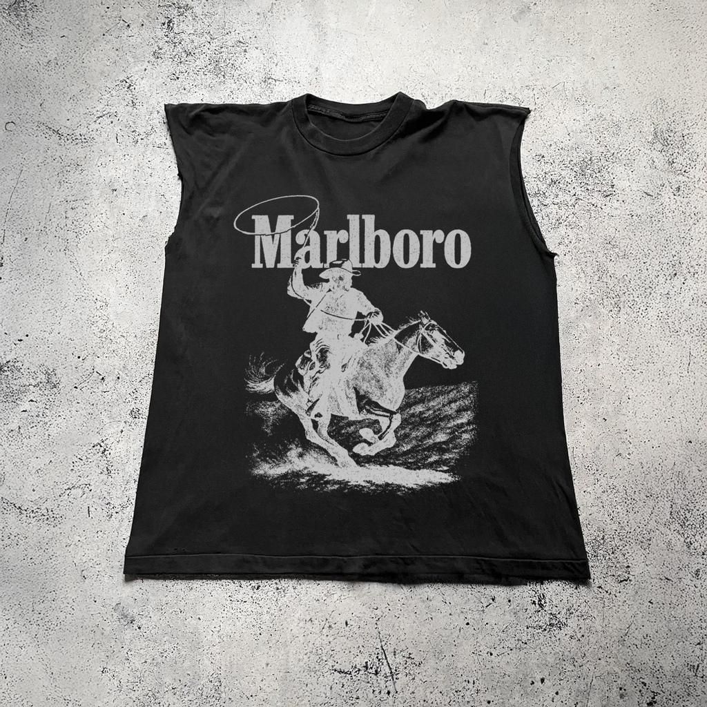 'Rugged' Man Vintage Black Cut Off Tee product image 1
