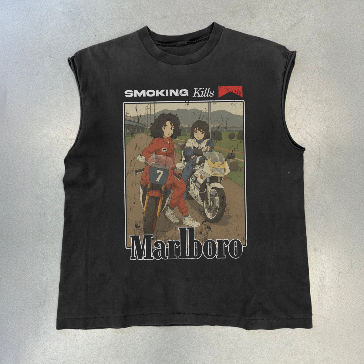 Smokingkills Vintage Black Cut- Off T-Shirt product image 1