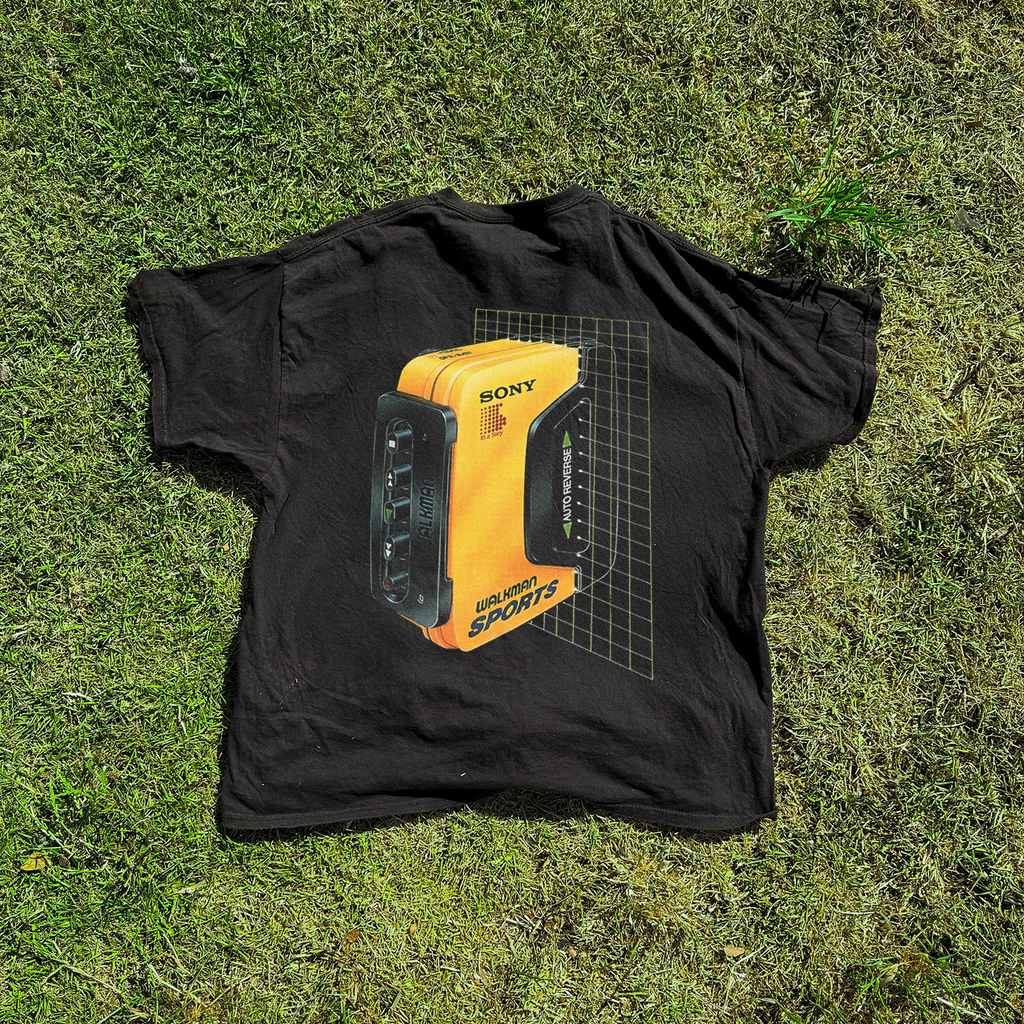 Sony 'Walkman Sports' Grid Vintage Washed Black Tee product image 1