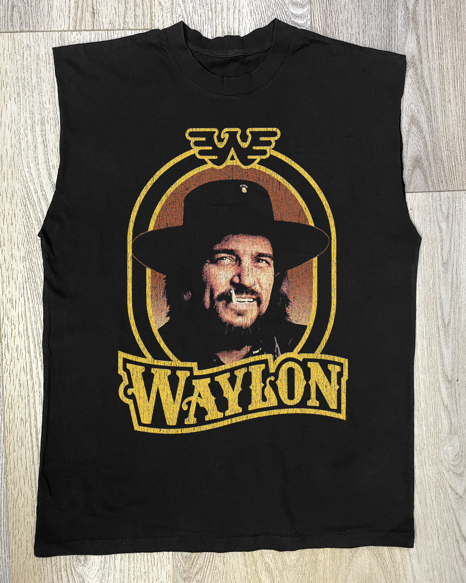 90'S Waylon Jennings Cut-Off Black Shirt product image 1