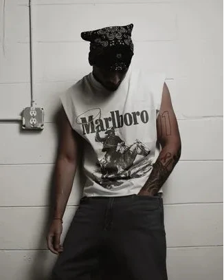 'Rugged' Man Vintage White Cut Off Tee product image 1