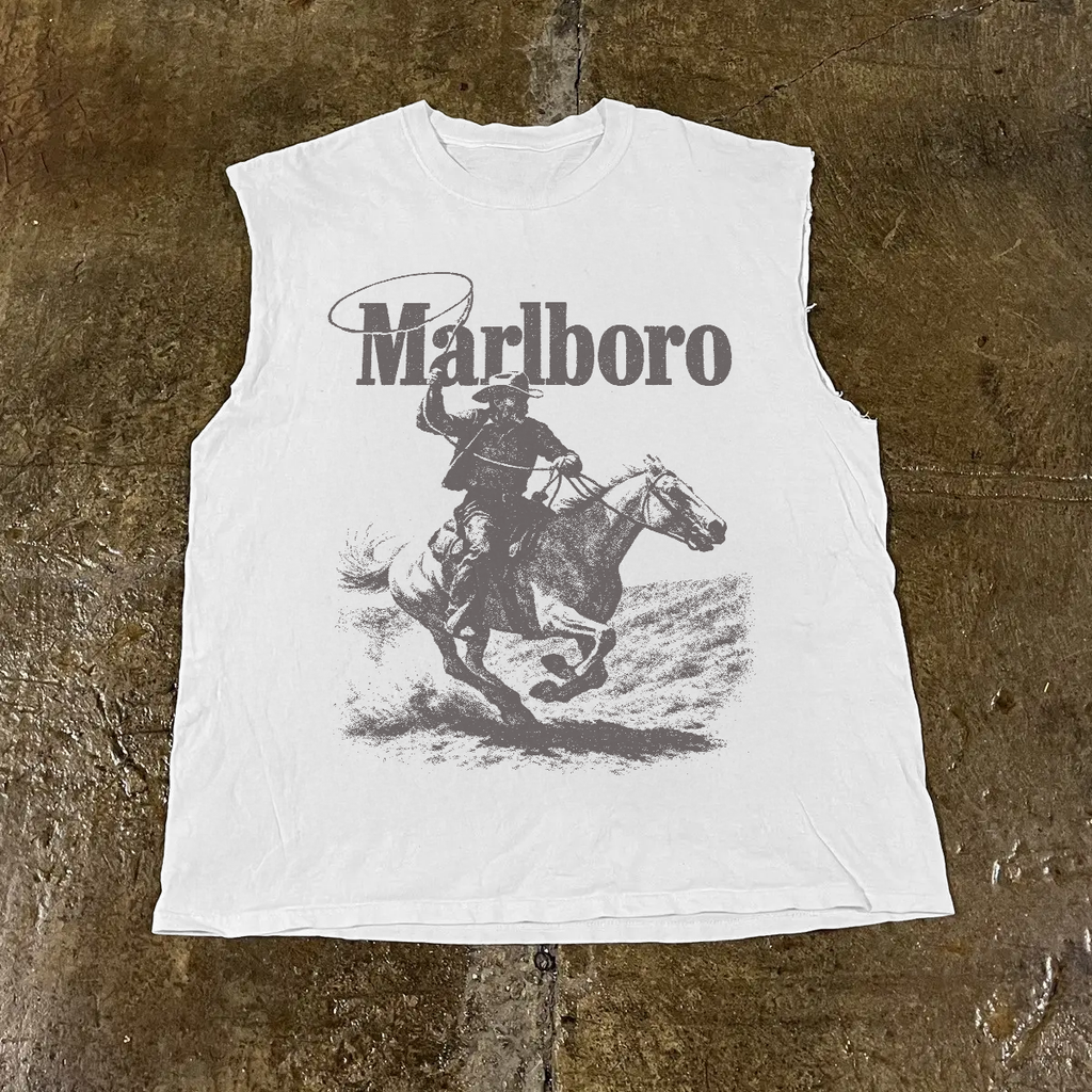 'Rugged' Man Vintage White Cut Off Tee product image 2