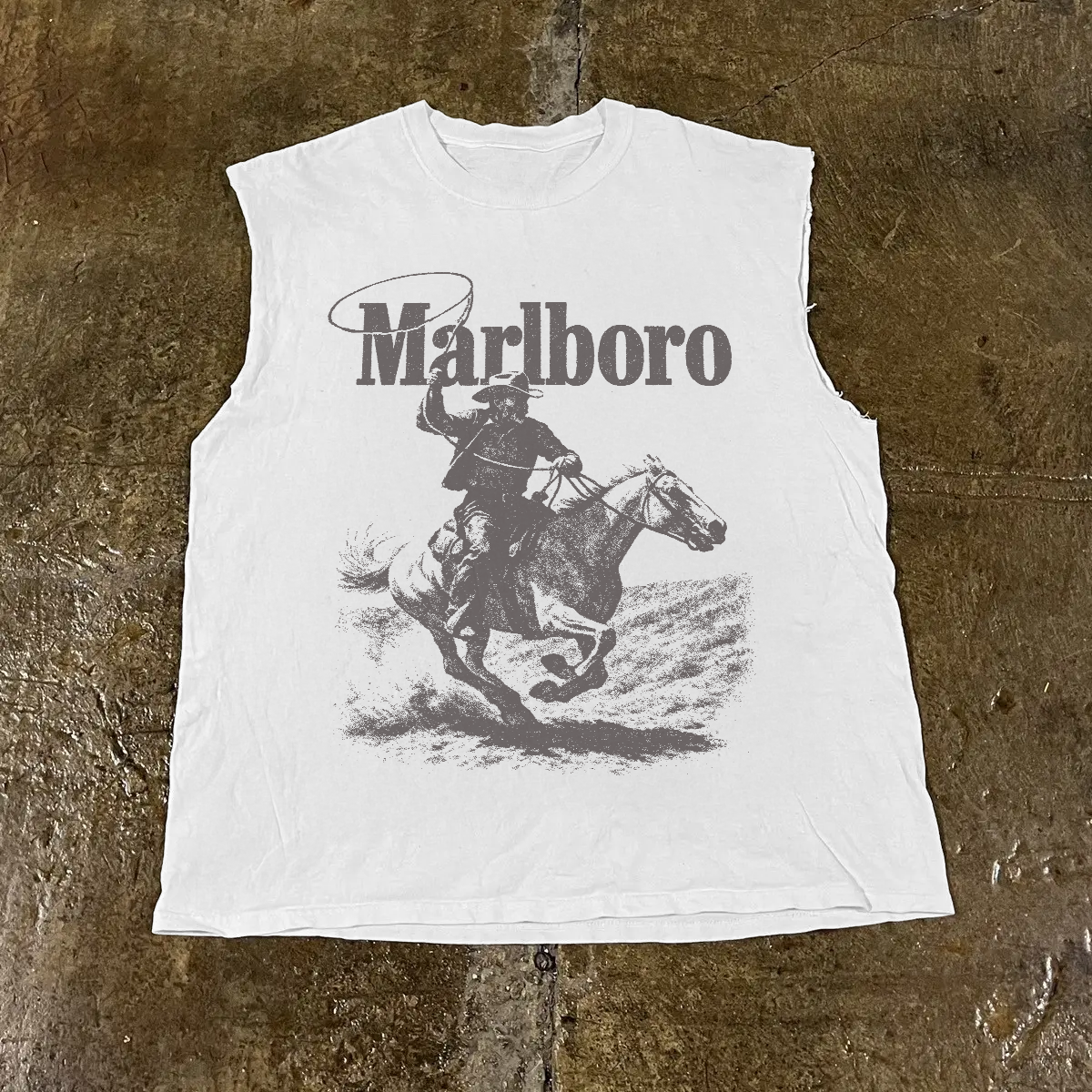'Rugged' Man Vintage White Cut Off Tee product image 2