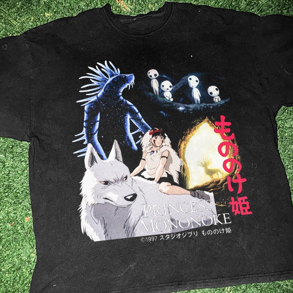 Stunning 90s 'Princess Mononoke' Vintage Washed Black Tee product image 2