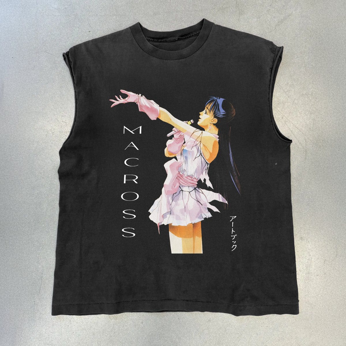 Macross 'Lynn Idol' Cut-Off Vintage Black Tee product image 1