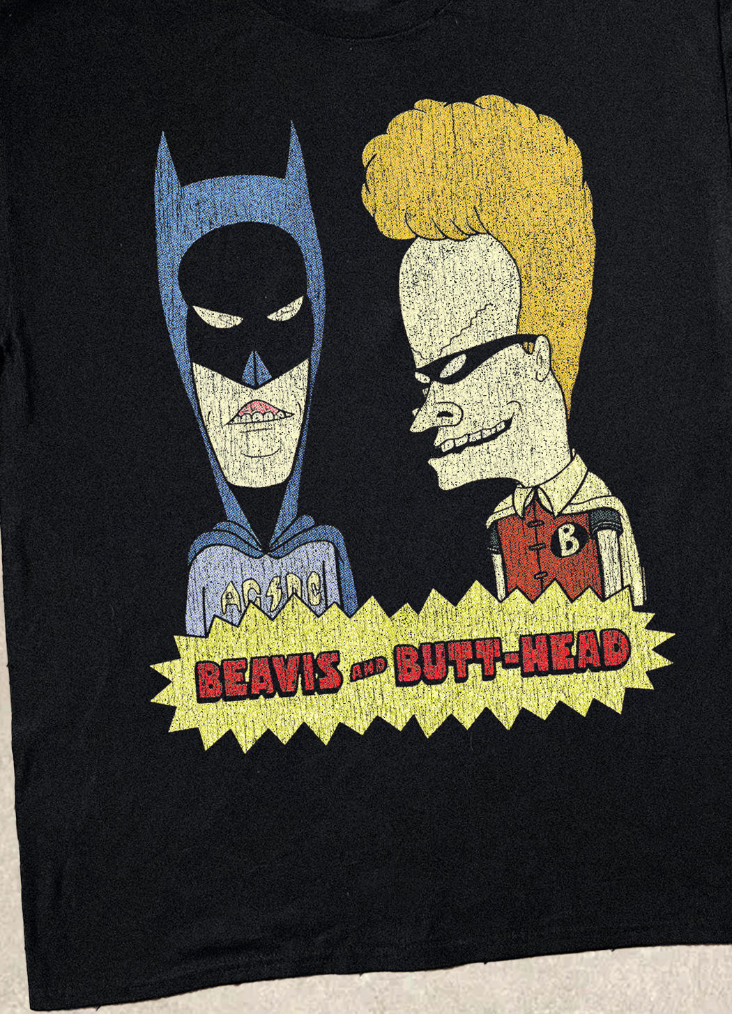 90'S Beavis & Butthead X Batman & Robin Parody Black T-Shirt product image 2