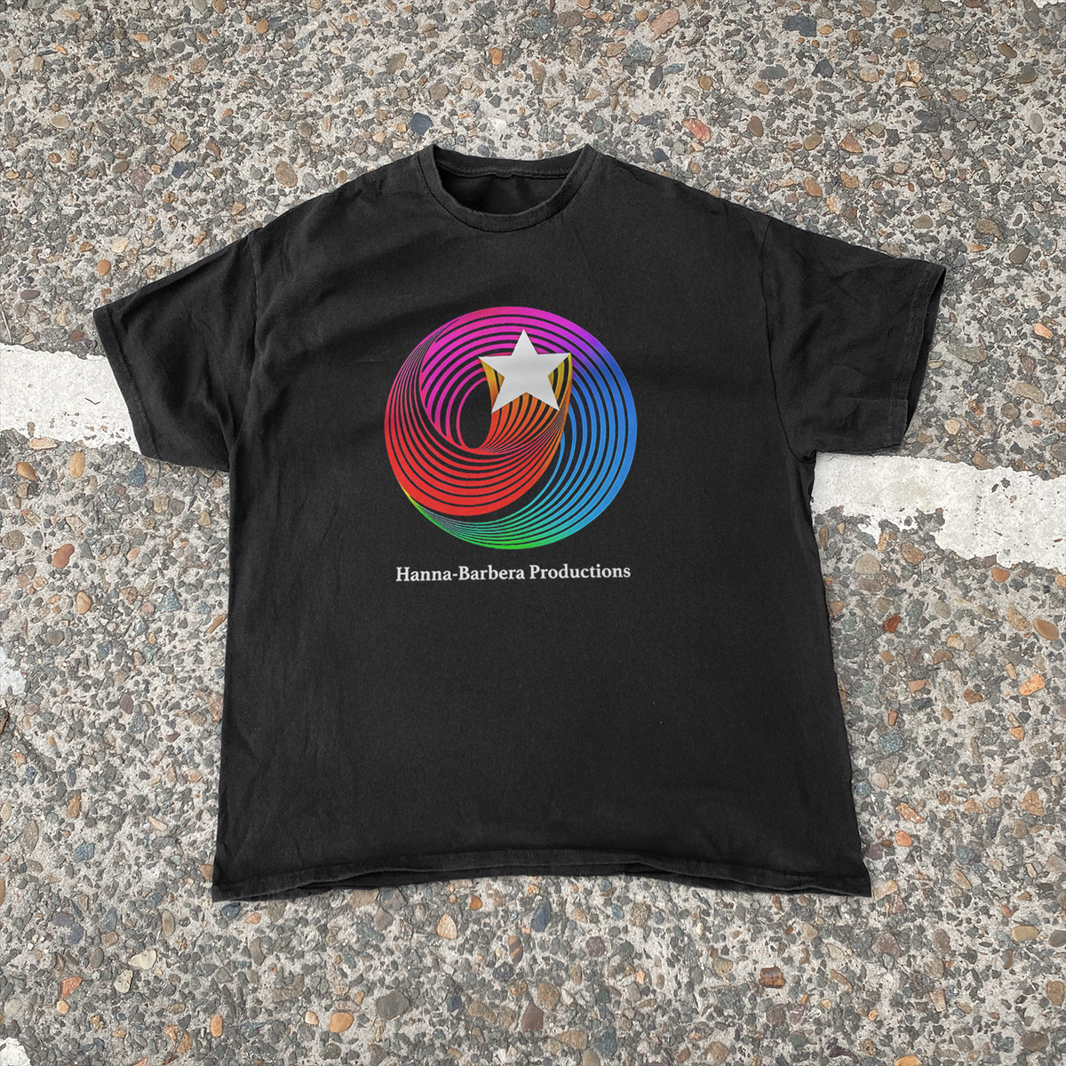 Retro 70S 'Hanna Barbera' Television Logo Vintage Black Tee product image 1
