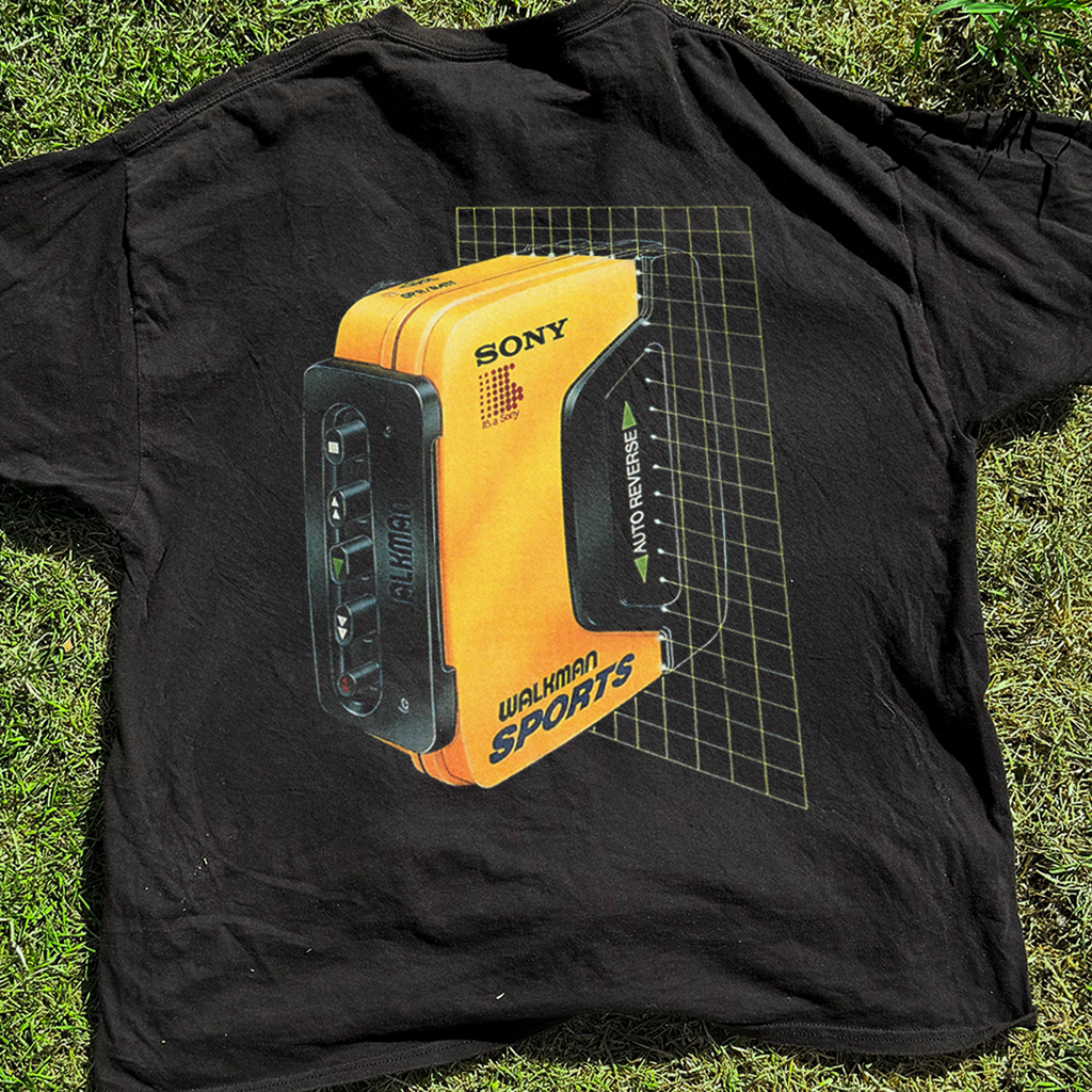 Sony 'Walkman Sports' Grid Vintage Washed Black Tee product image 3
