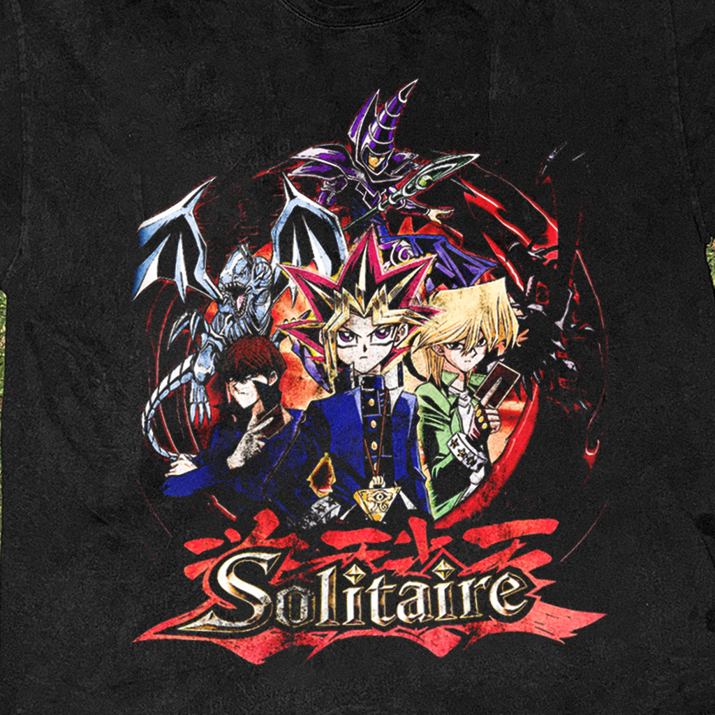 Yu-Gi-Oh! Parody 'Solitaire' Vintage Washed Black Tee product image 2