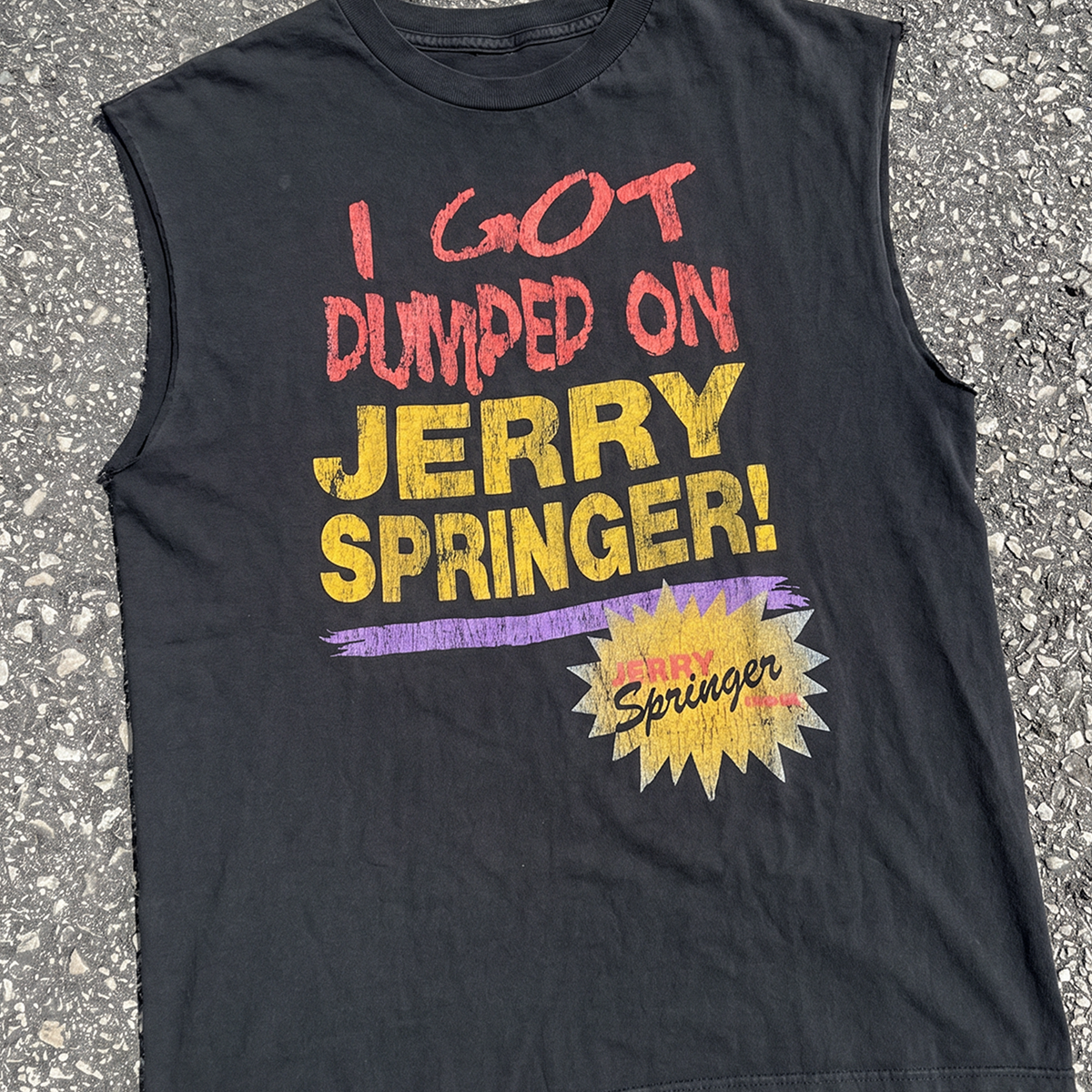 90'S I Got Dumped On Jerry Springer Washed Black Cut-Off product image 2