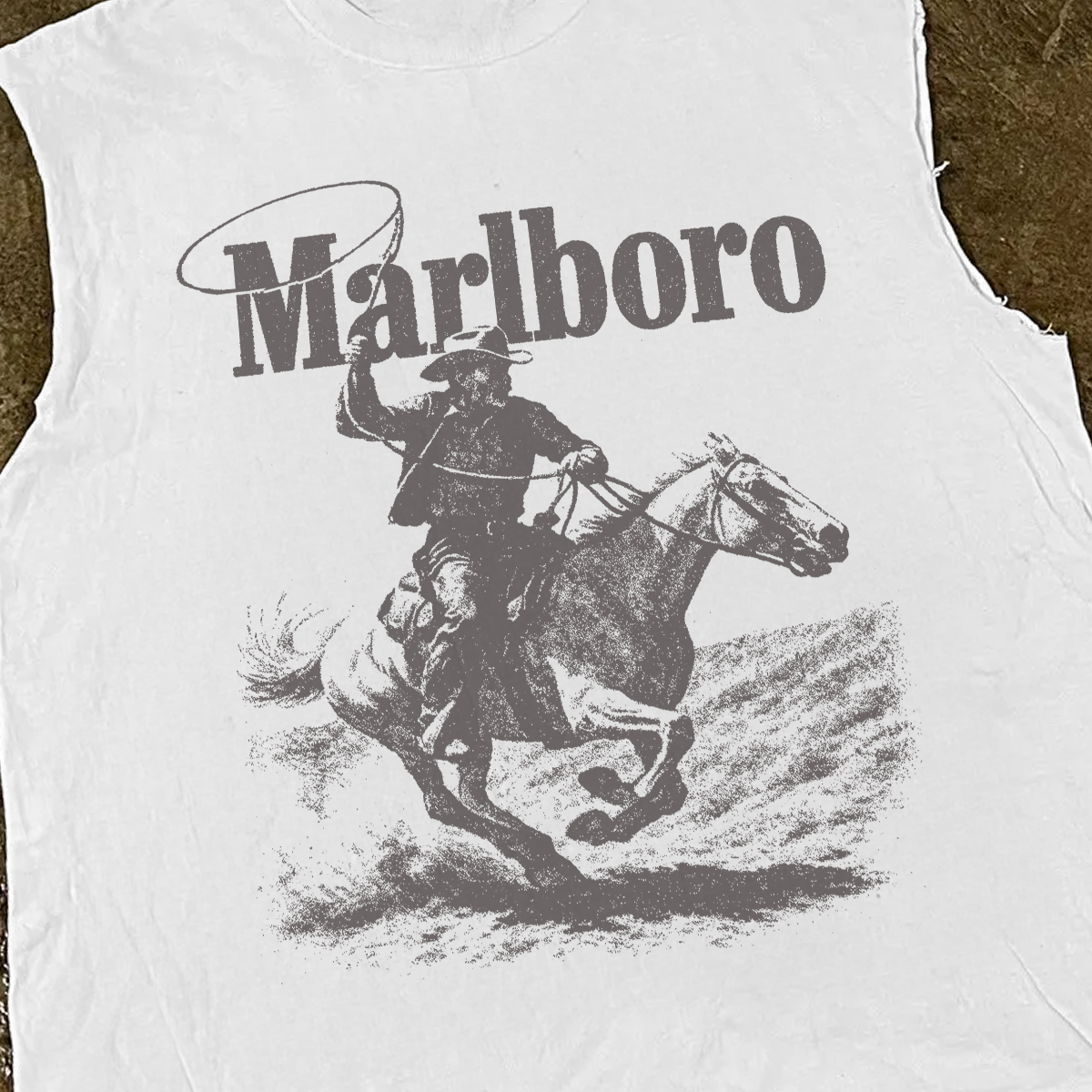 'Rugged' Man Vintage White Cut Off Tee product image 3