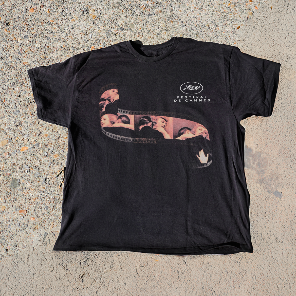 Cannes Film Fest Strip' Vintage Washed Black Tee product image 2