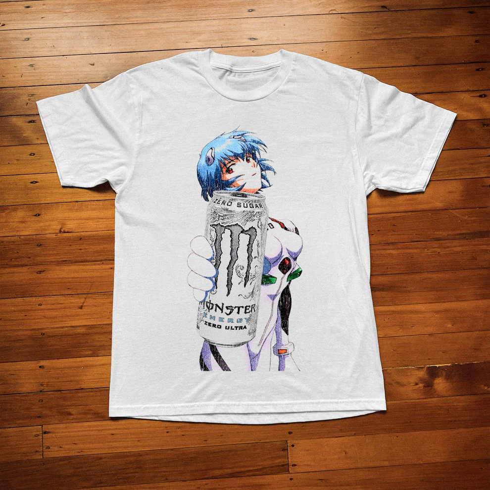 Evangelion Rei Ayanami Monster Parody Washed White Tee product image 1